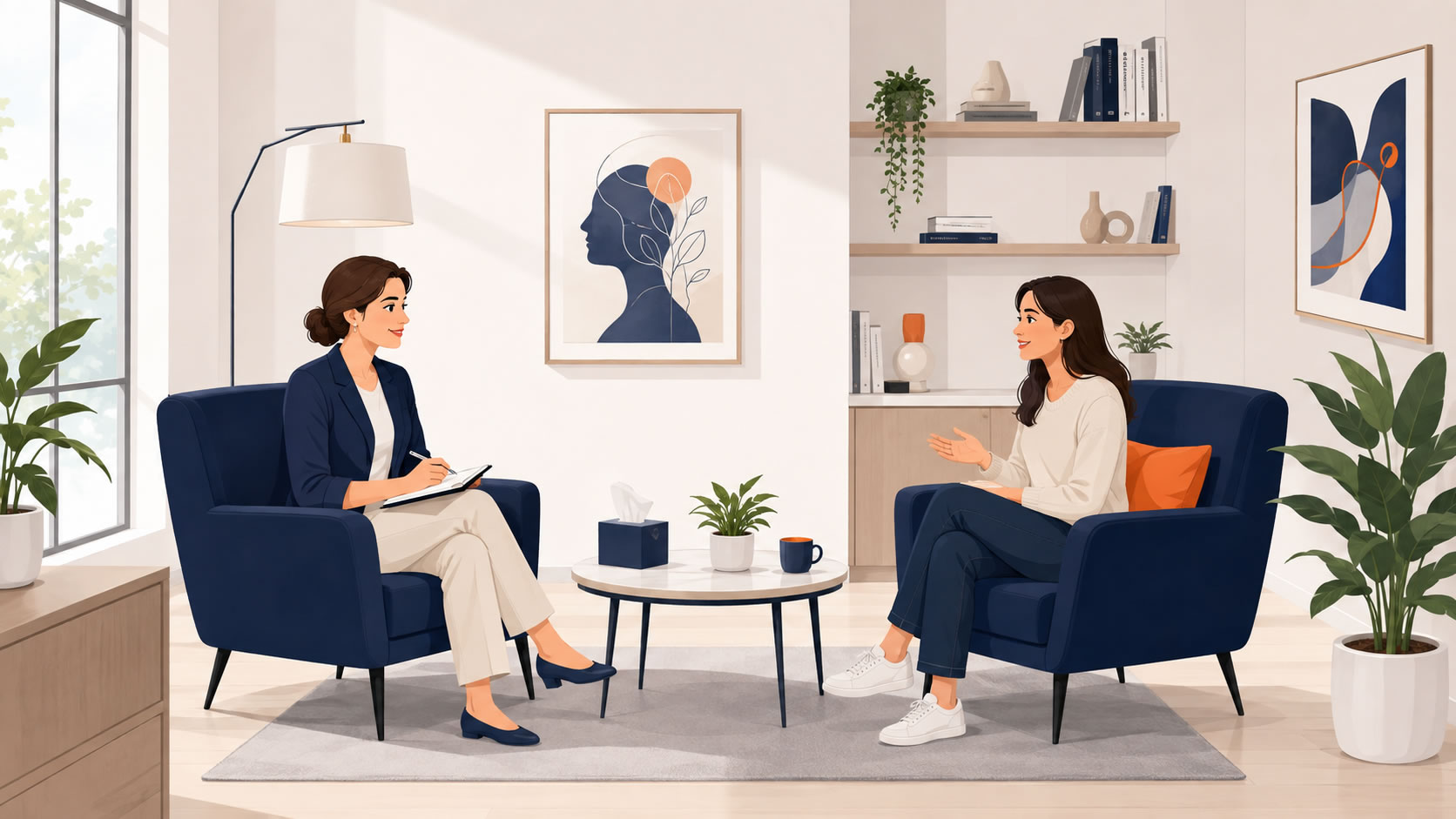 Sessão de terapia em consultório de psicologia
