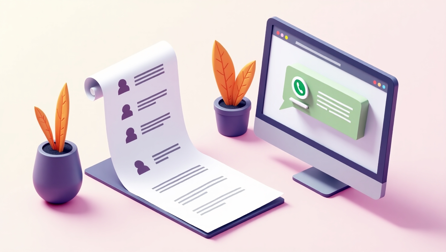 tela de computador mostrando uma conversa de WhatsApp e ao lado uma lista de contatos preenchidos em um sistema de CRM