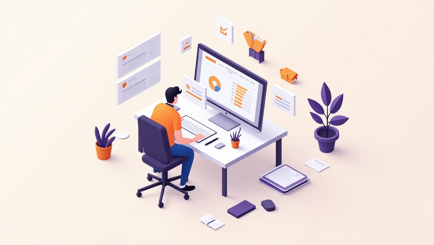 gestor comercial em frente ao computador analisando painel simples com leads classificados por prioridade