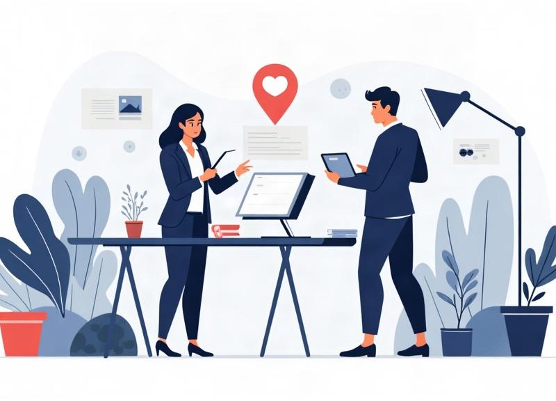 Ilustração editorial de uma empresa de dedetização avaliando critérios para escolher uma agência de marketing.