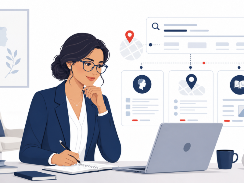 Ilustração editorial sobre SEO para psicólogos e presença no Google