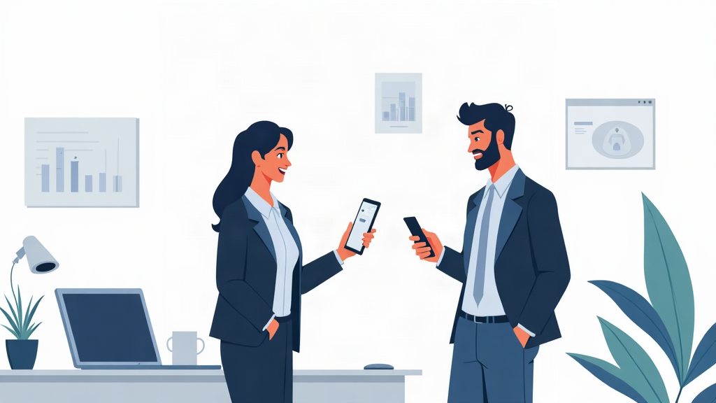 Ilustração editorial de uma equipe de segurança eletrônica analisando canais de marketing e contatos comerciais.