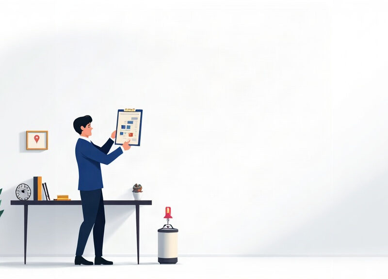 IlustraÃ§Ã£o editorial de uma dedetizadora planejando o orÃ§amento de anÃºncios para serviÃ§os locais de controle de pragas.