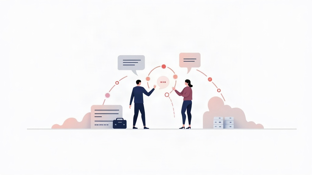 Profissionais conectam uma conversa de WhatsApp a um CRM e a um fluxo de inteligência artificial.